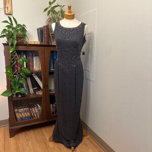 Vintage Adrianna Papéll Beaded Gray Evening Gown